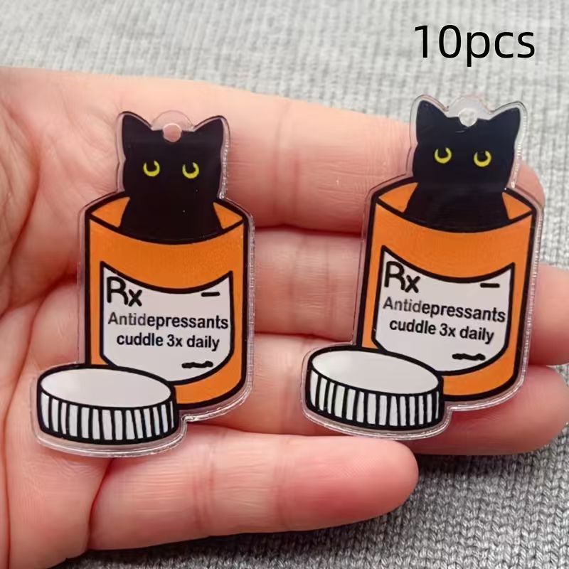 Jewelry Making Diy - 10 adet akrilik ilaç kedi kolye