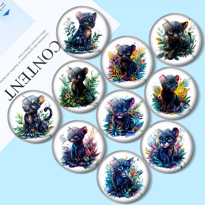 Jewelry Making Drawing - Siyah Panter Clipart 10 adet Renkli