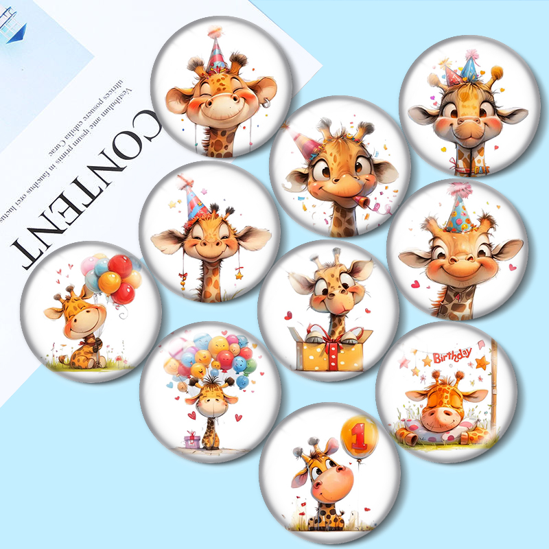 Jewelry Making Drawing - İlginç zürafa clipart Renkli çizim 12mm/16mm/18mm/25mm