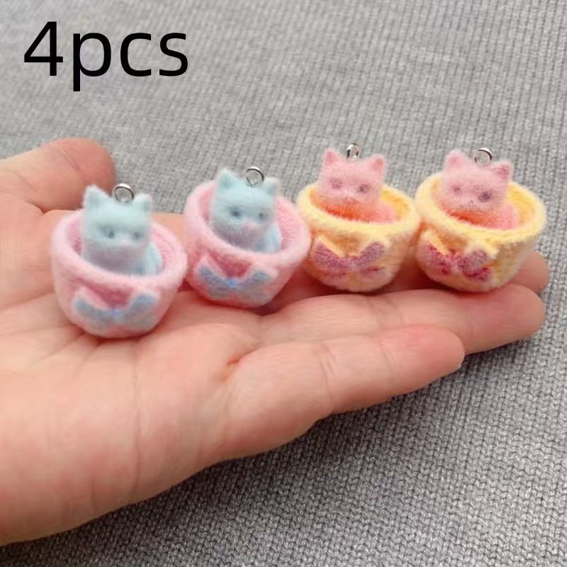 4 adet 3D peluş reçine kedi ko - Jewelry Making Diy incelemesi ve fiyatı